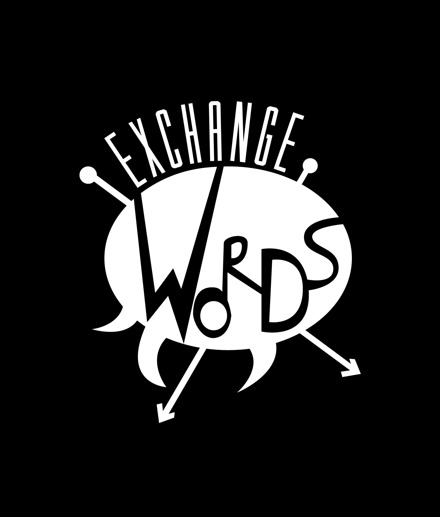 Exchange Words logo, white on black