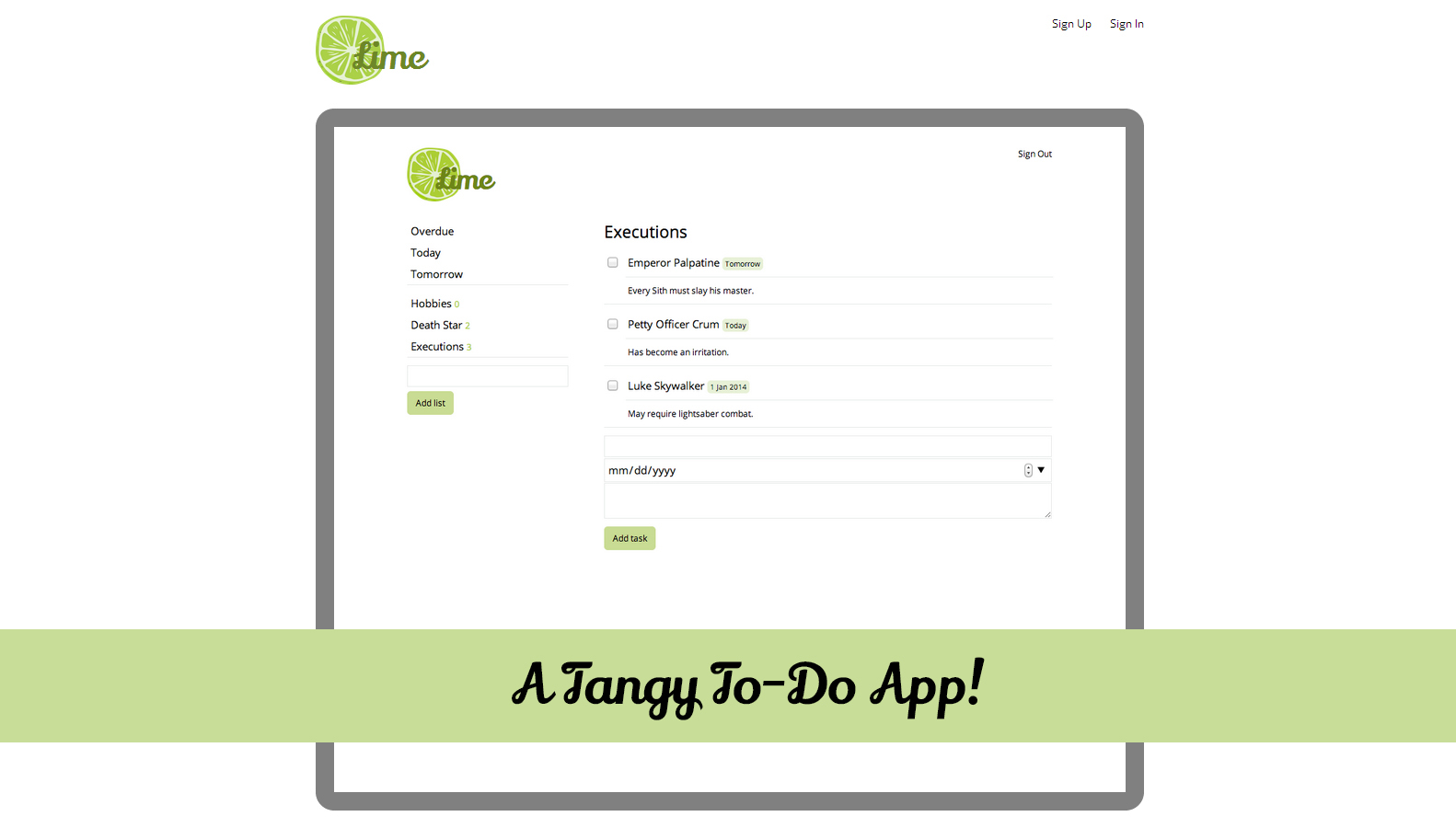 Lime landing page