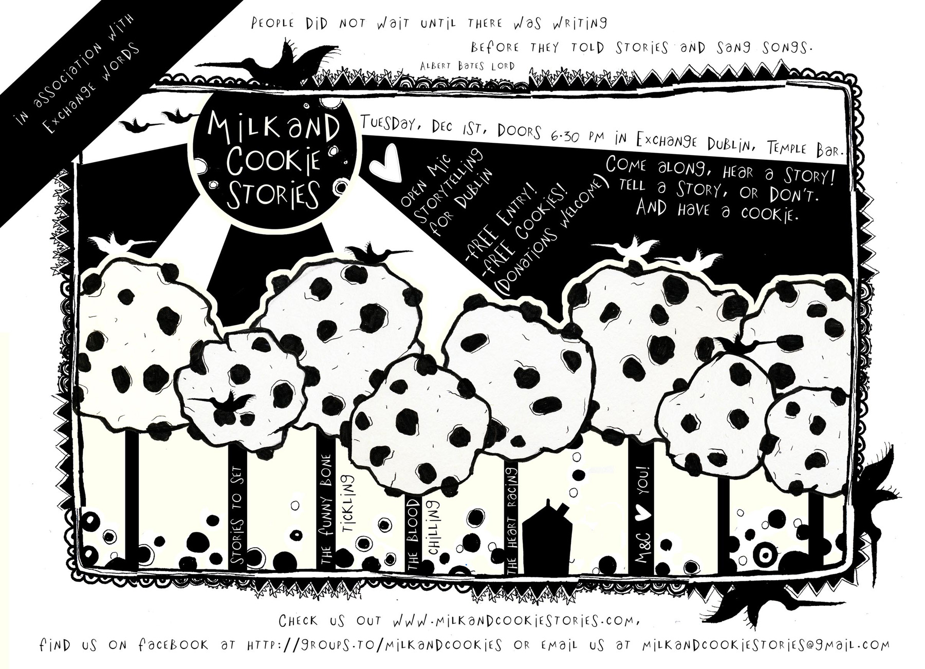 Milk and Cookie Stories flyer, mock-up