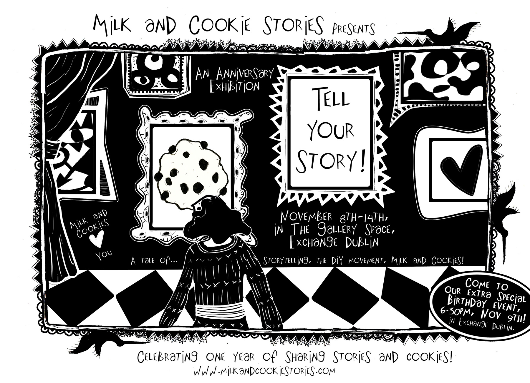Milk and Cookie Stories flyer, mock-up